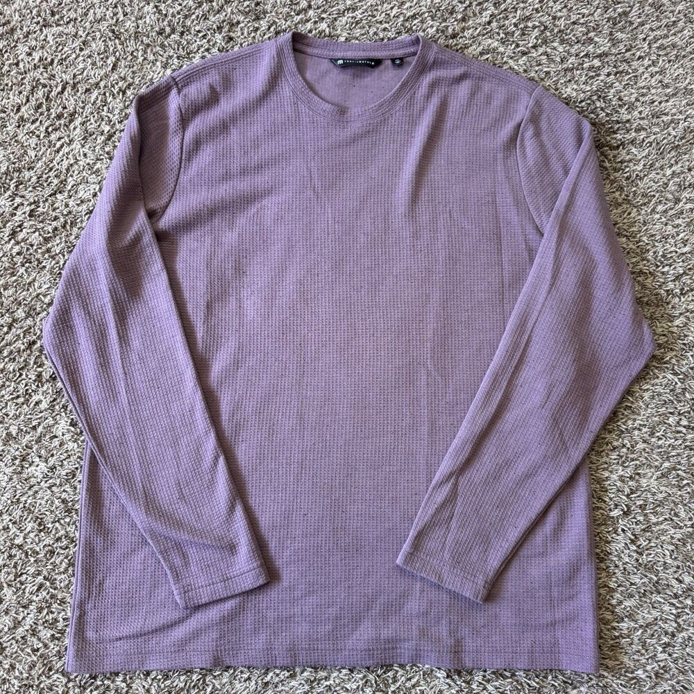 Travis Mathew Cloud Waffle Crew Long Sleeve Men’s Large Red Stretch Soft